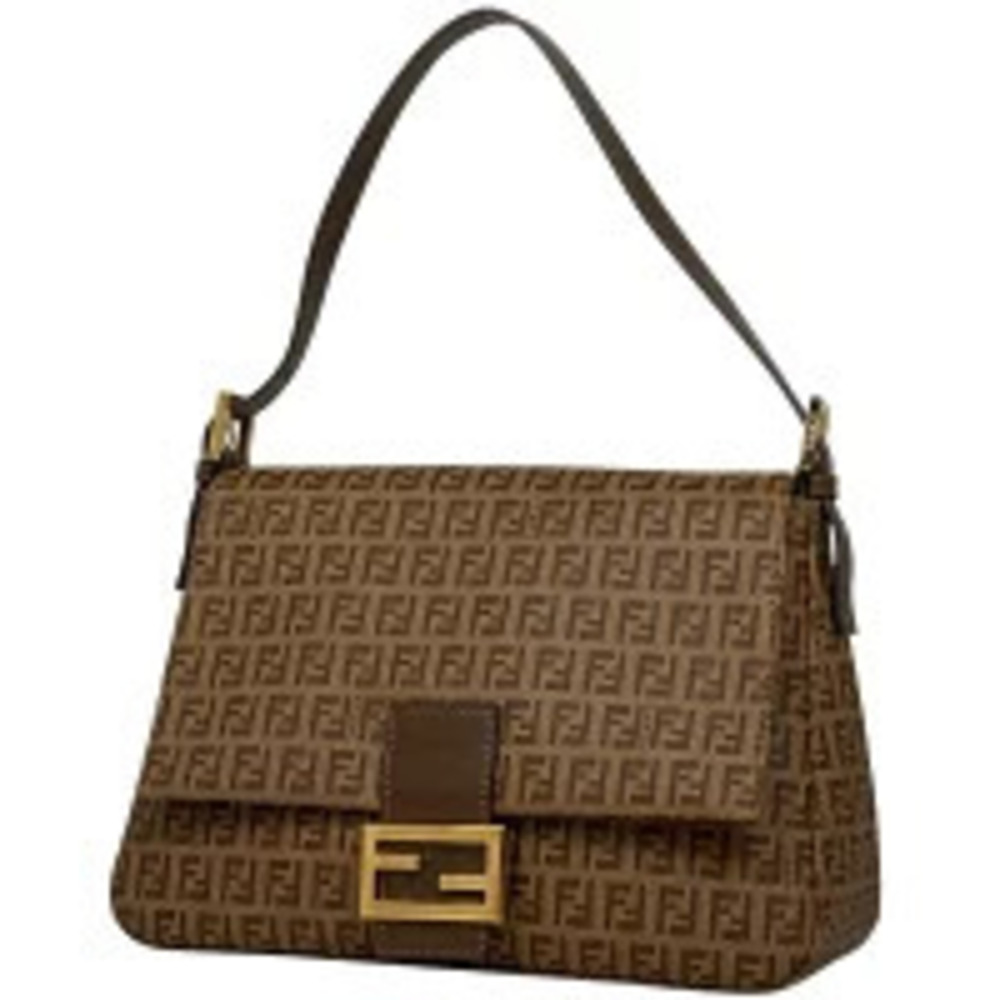 Fendi Mamma Bucket Hobo Bag Zucchino Canvas Brown